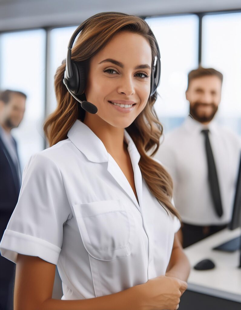 Equipe de atendimento ao cliente feliz, para atender os clientes de gestão de ponto