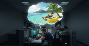 pessoa sonhando com as férias