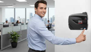 homem realizando o registro de ponto